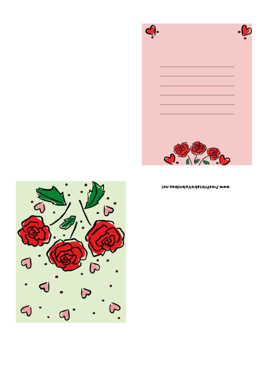 Valentine Roses Card Template Printable pdf