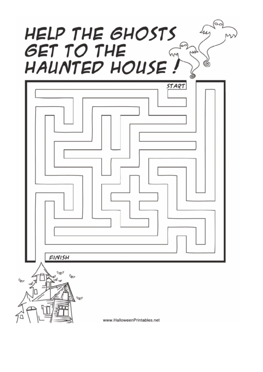 Haunted House Maze Game Template Printable pdf