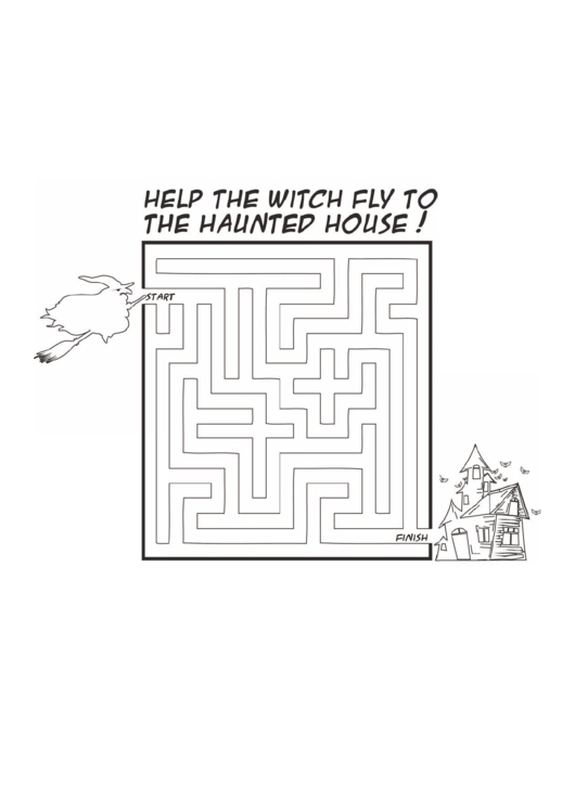Witch Haunted House Maze Template Printable pdf