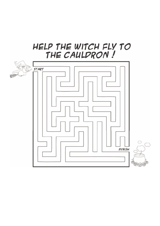 Witch Cauldron Maze Template Printable pdf