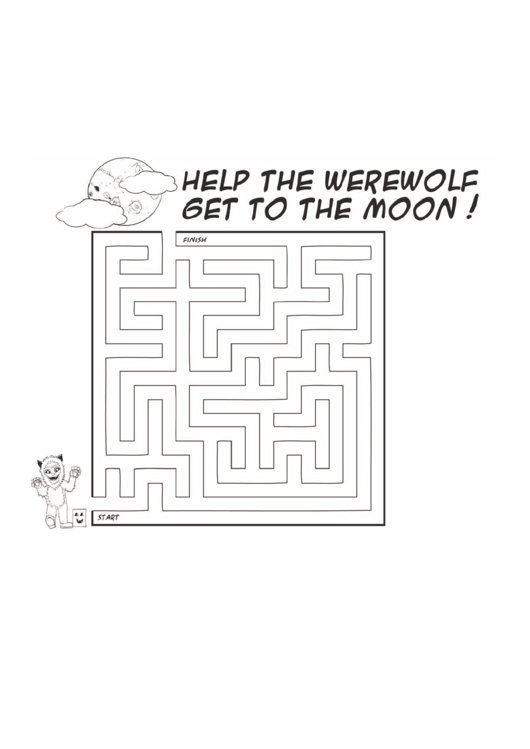 Werewolf Moon Maze Template Printable pdf