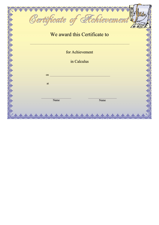 Calculus Achievement Printable pdf