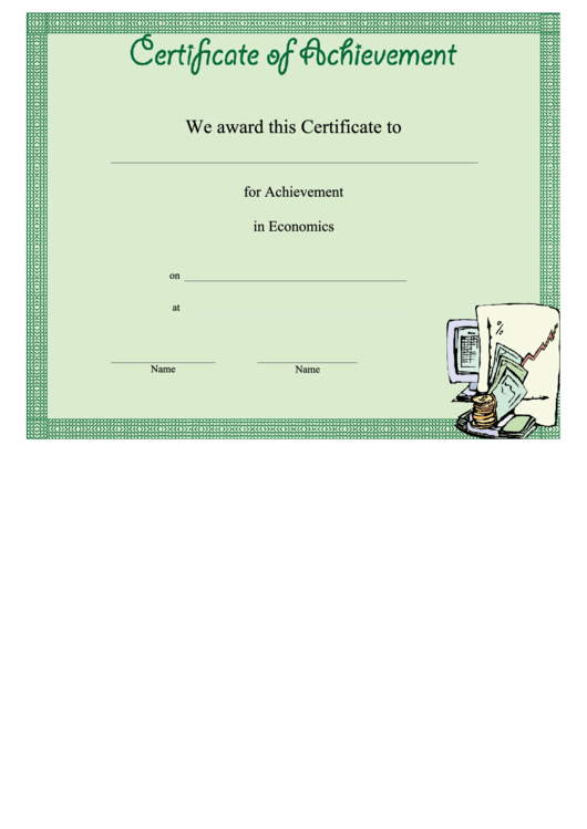 Economics Achievement Printable pdf