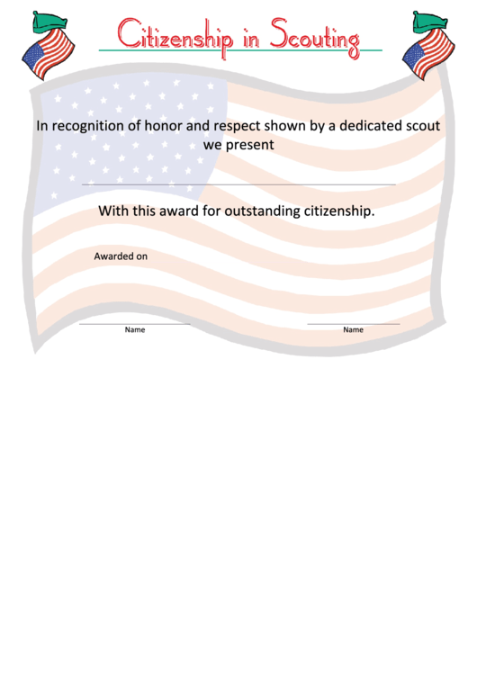 Scouting Citizenship Certificate Template Printable pdf