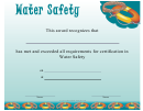 Water Safety Certificate Template