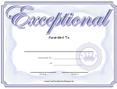Exceptional Certificate