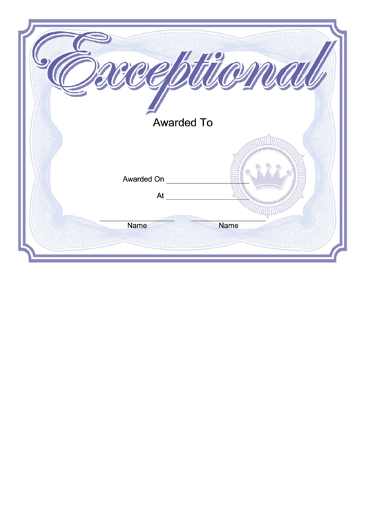 Exceptional Certificate Printable pdf