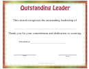 Outstanding Leader Certificate Template