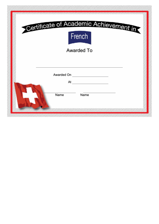 Switzerland French Language Certificate Printable pdf