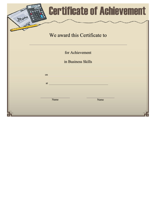 Business Skills Completion Certificate Printable pdf