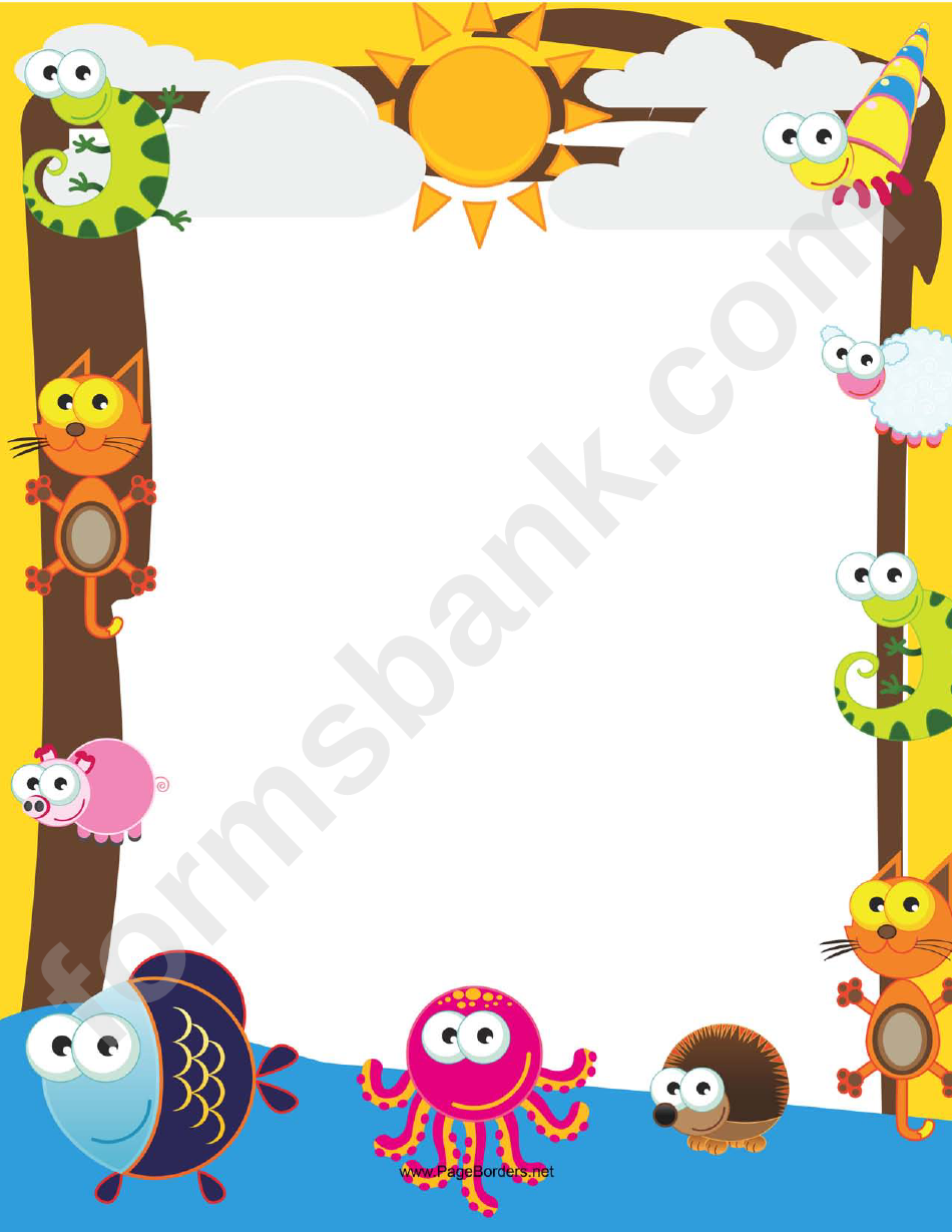 Funny Animals Page Border Templates