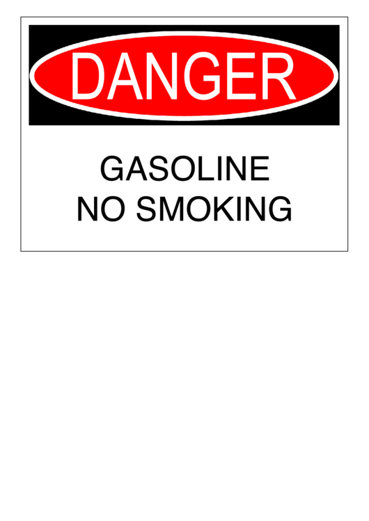 Fillable Danger Gasoline Sign Printable pdf