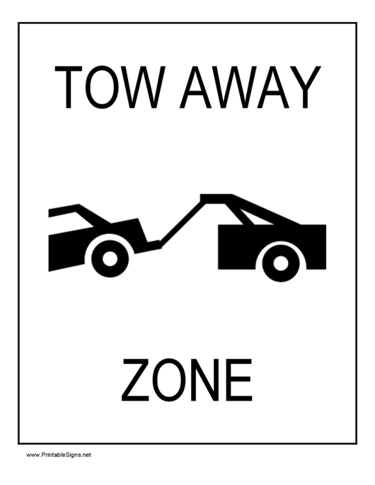 Tow Away Zone Printable pdf