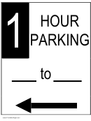 1 Hour Parking Sign Template