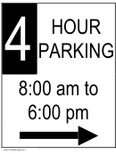 4 Hour Parking Sign Template