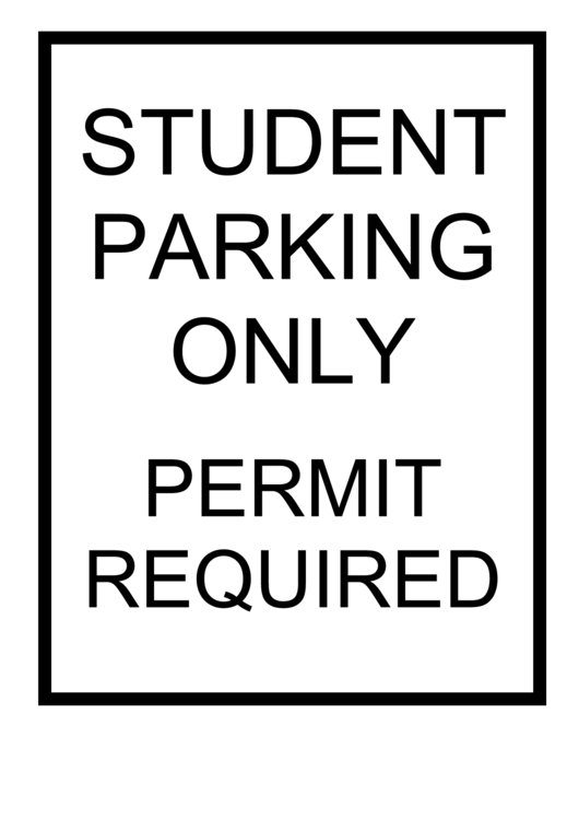 Permit Required Student Parking Only Sign Printable pdf