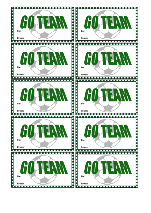 Go Team Football Gift Tag Template Printable pdf