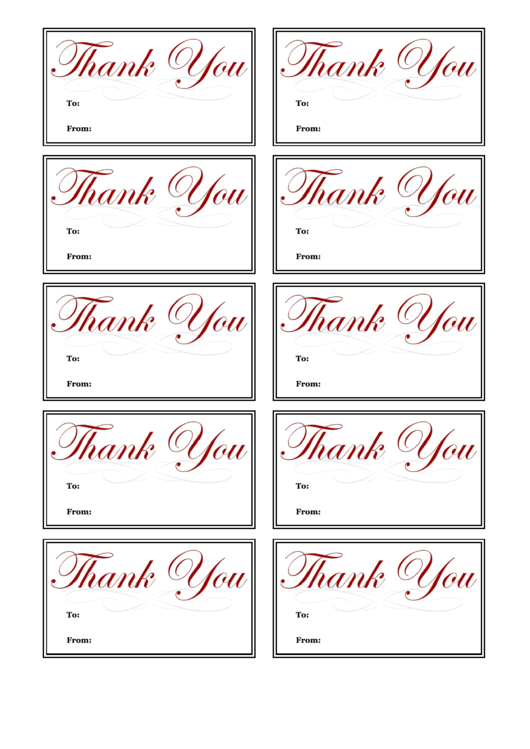 Thank You Gift Tag Template Printable pdf