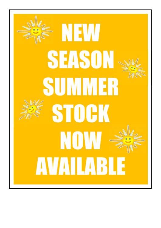 New Season Summer Stock Now Available Sign Printable pdf