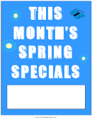 This Months Spring Specials Sign Templates
