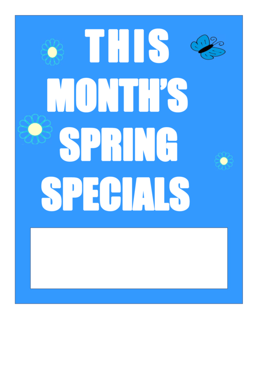 This Months Spring Specials Sign Templates Printable pdf