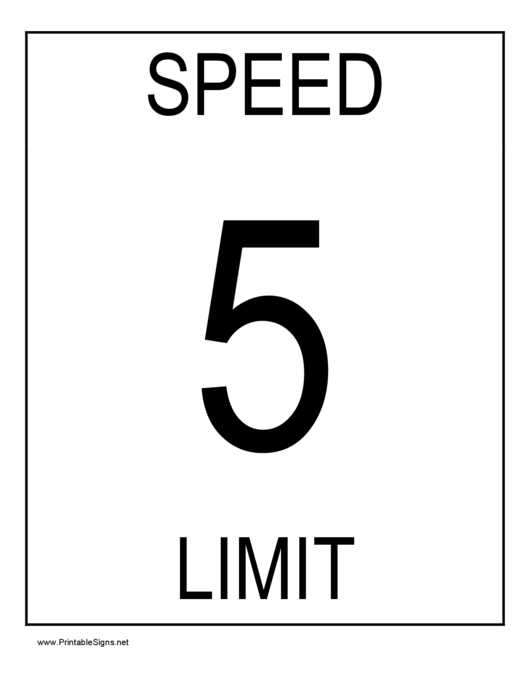 Fillable 5 Speed Limit Sign Templates printable pdf download
