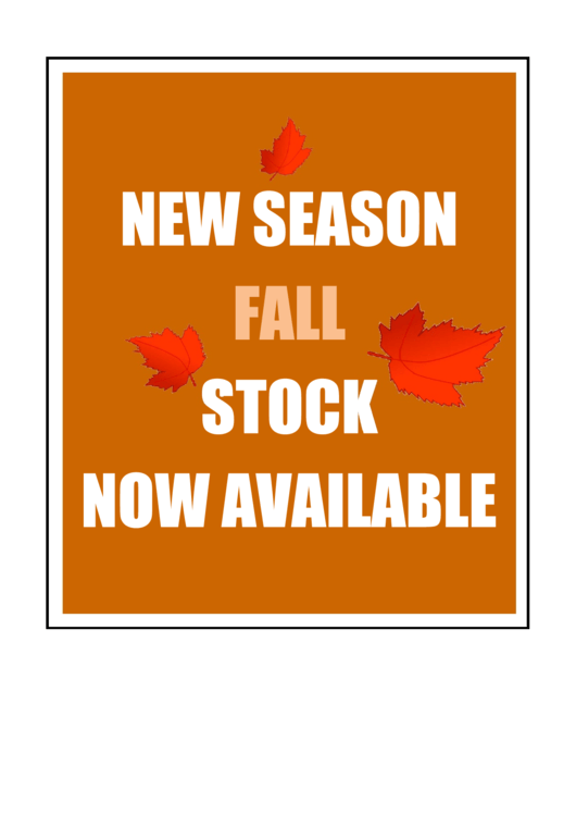 New Season Fall Stock Sign Templates Printable pdf
