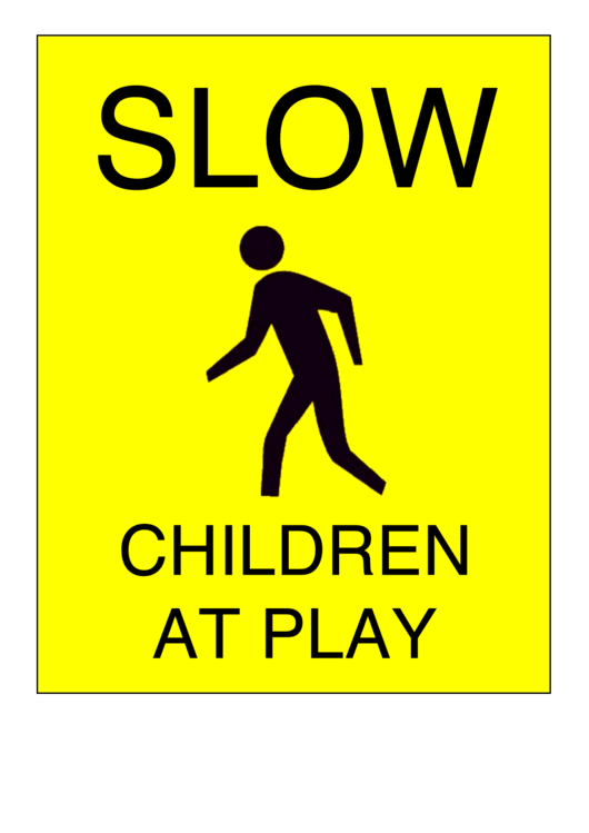 Fillable Children At Play Sign Templates Printable pdf