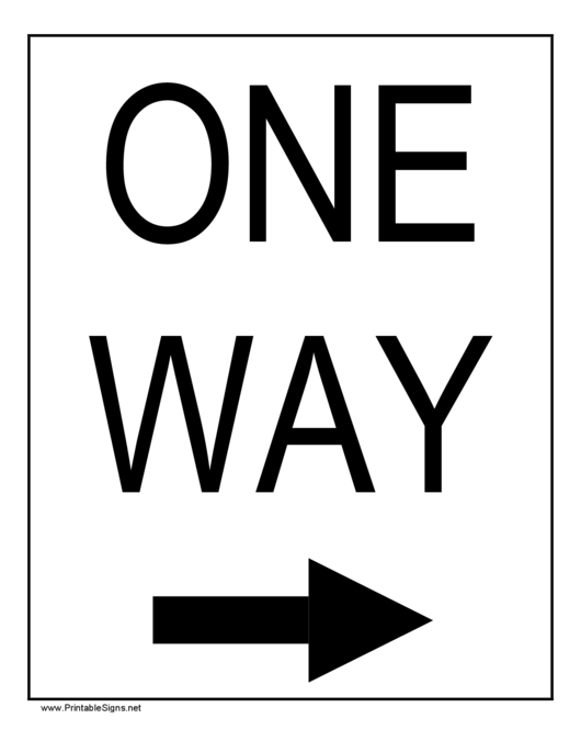 Fillable One Way Right Sign Templates Printable pdf