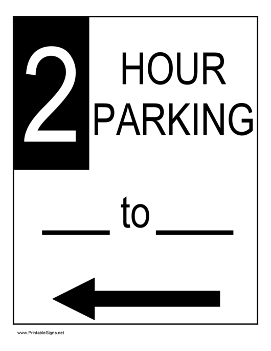 2 Hour Parking Sign Template Printable pdf