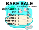 Bake Sale With Price List Sign