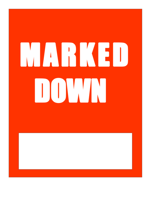Marked Down Sign Template Printable pdf