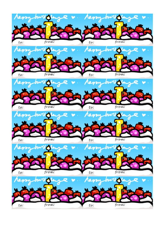 Birthday Candle Gift Tag Printable pdf