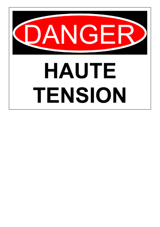 Danger Haute Tension Printable pdf