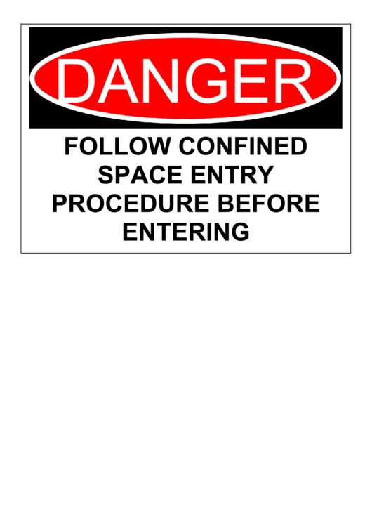 Danger Confined Space Entry Procedure Printable pdf