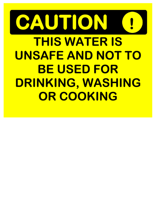 Caution Unsafe Water Printable pdf