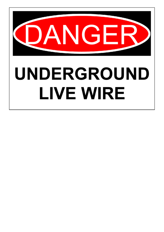 Danger Underground Live Wire Printable pdf