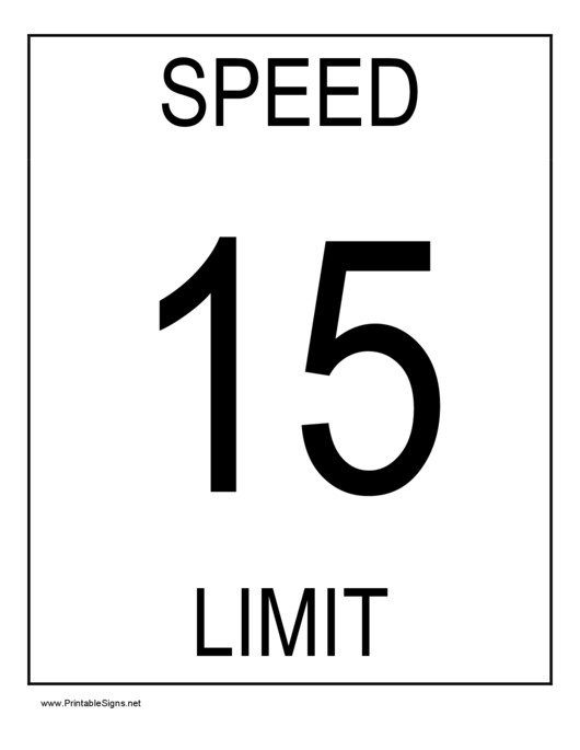 Fillable Speed Limit 15 Printable pdf
