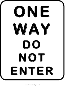 One Way Do Not Enter Road Sign Template