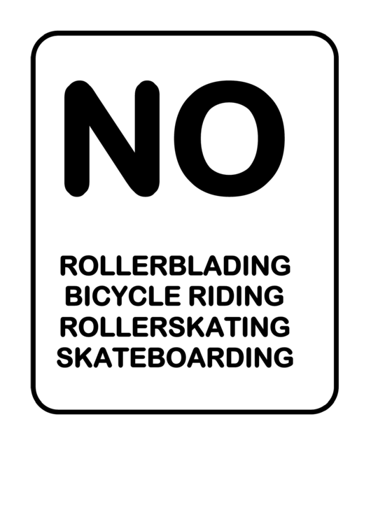 No Rollers Bicycles Skateboards Road Sign Template Printable pdf