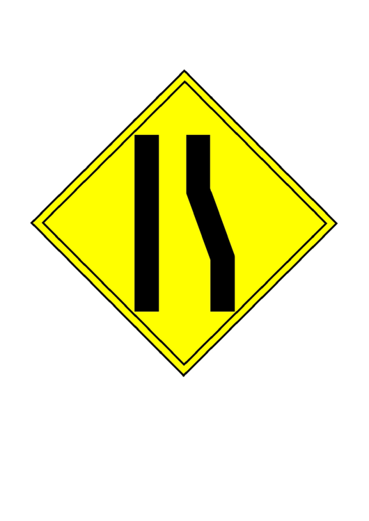 Right Lane Ends Road Sign Template Printable pdf