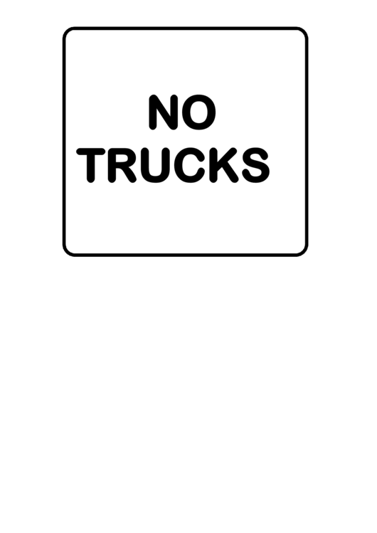 No Trucks Road Sign Template Printable pdf