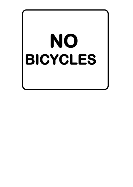 No Bicycles Road Sign Template Printable pdf