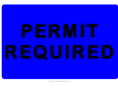 Permit Required Road Sign Template