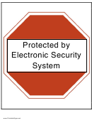 Protected By Electronic Security System Sign Templates