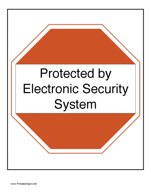 Protected By Electronic Security System Sign Templates Printable pdf