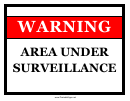 Area Under Surveillance Sign Templates