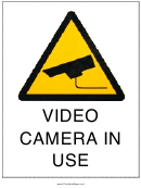 Video Camera In Use Sign Templates