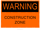 Warning Construction Zone Sign Templates