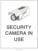 Security Camera In Use Sign Templates